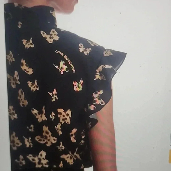 LOVE MOSCHINO SHORT SLEEVED DRESS WITH BUTTERFLY MOTIF PRINT SIZE 2 - Picture 3 of 4